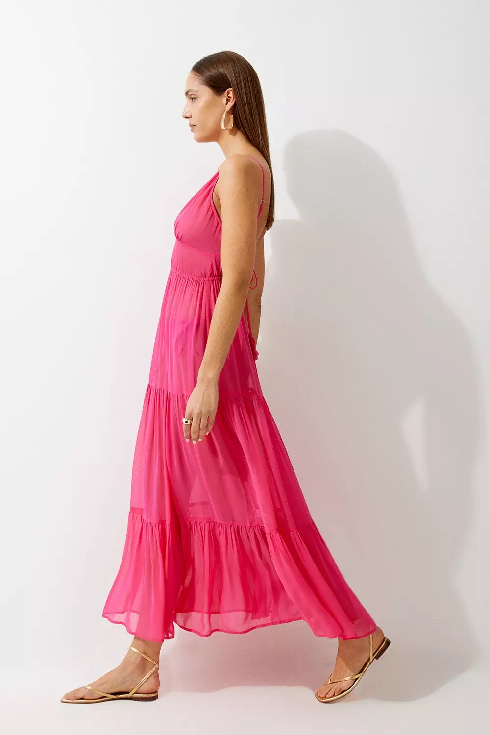 Viscose Georgette Woven Beach Maxi Dress | Karen Millen